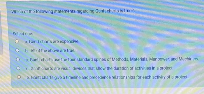 Which of the following statements regarding gantt charts is true